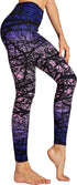 Women's Yoga Pants Printed Running Tights,Workout Running Leggings Tummy Control